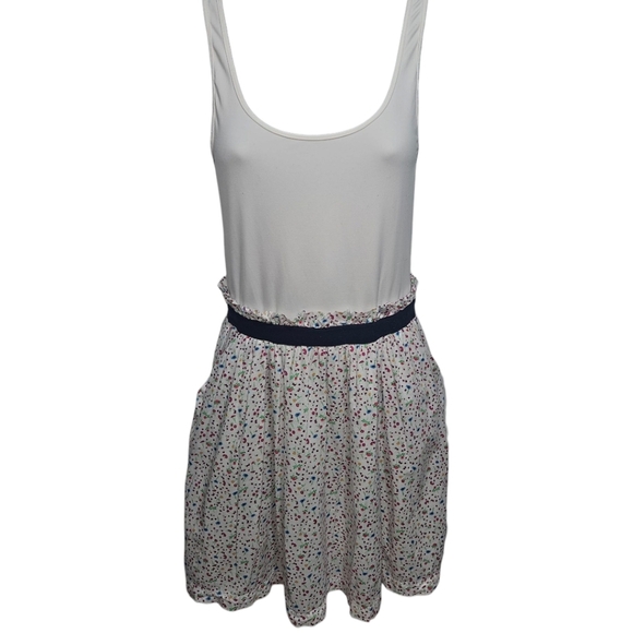 Pink Victoria's Secret Elastic Ruffled Waist White/Colorful Tank Dress - Picture 1 of 4